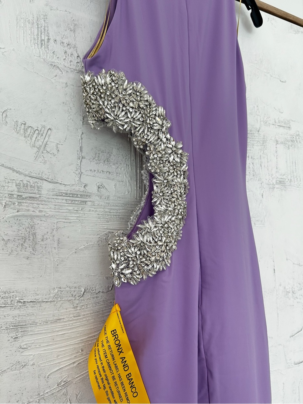 Bronx and Banco Camila Lilac Rhinestone Cutout Maxi Dress – NWT – $1,200 Retail - Picture 7 of 9